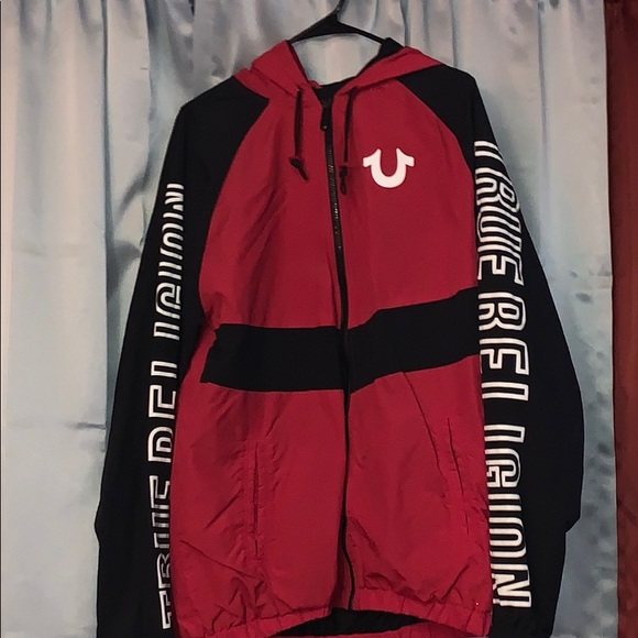 red and white true religion jacket